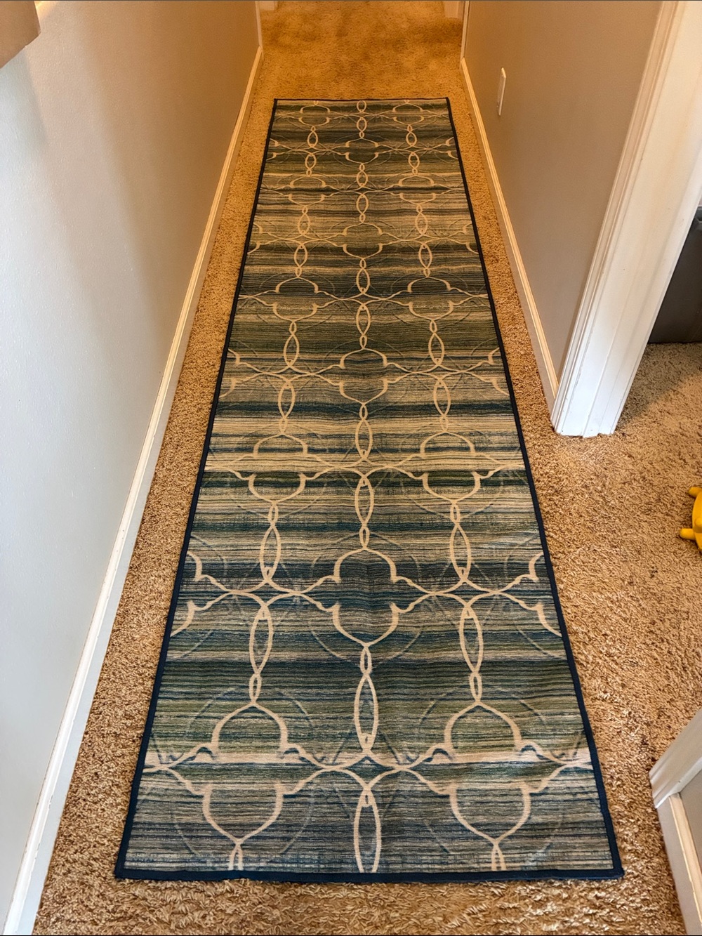 Nala Teal Blue and Green Geometric Runner by Ruggable